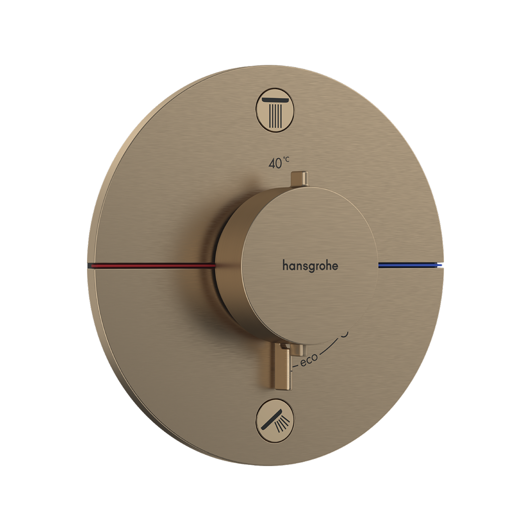 Hansgrohe ShowerSelect Comfort S Thermostat Two Function Wall Mixer (Requires In-Wall Body) - Brushed Bronze