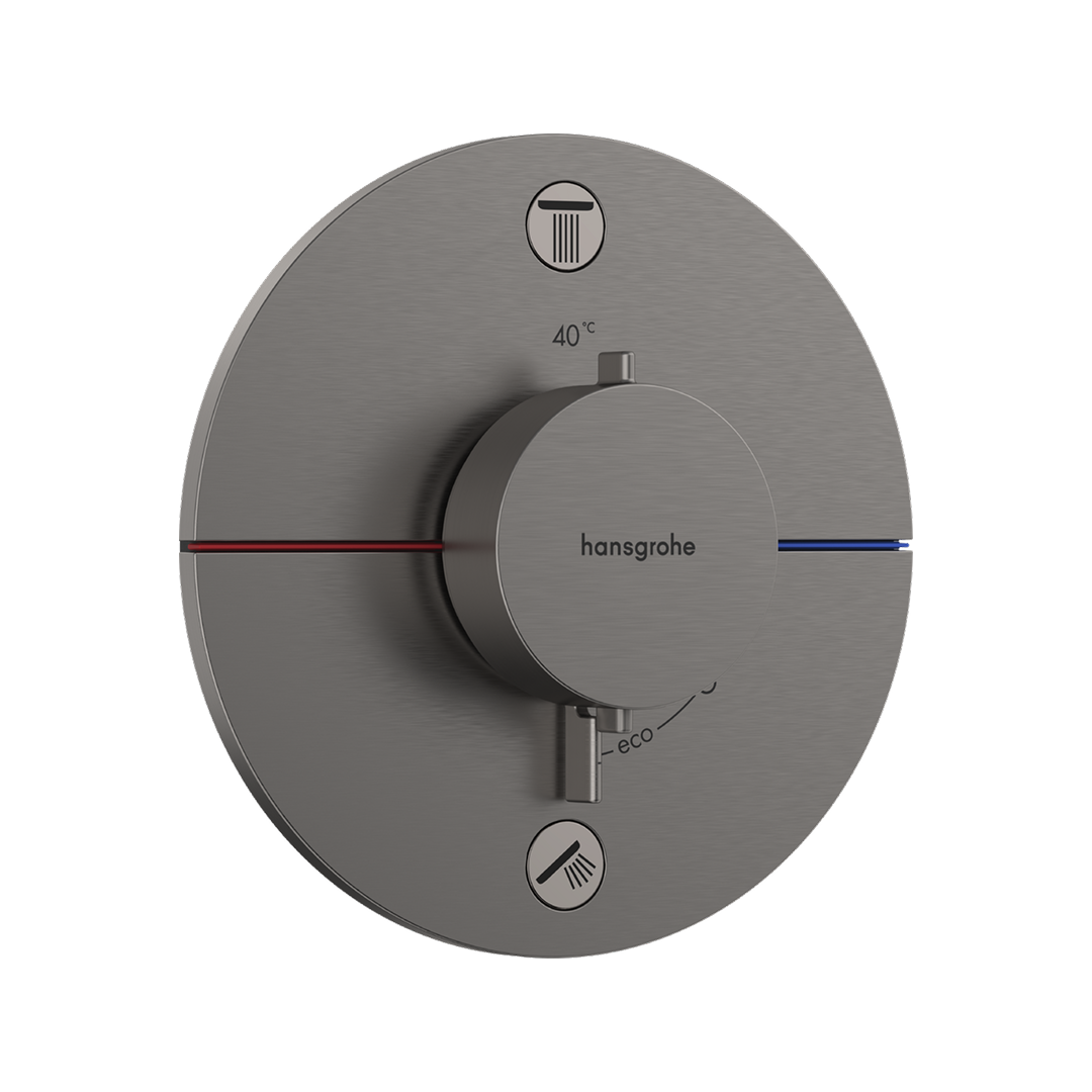 Hansgrohe ShowerSelect Comfort S Thermostat Two Function Wall Mixer (Requires In-Wall Body) - Brushed Black Chrome