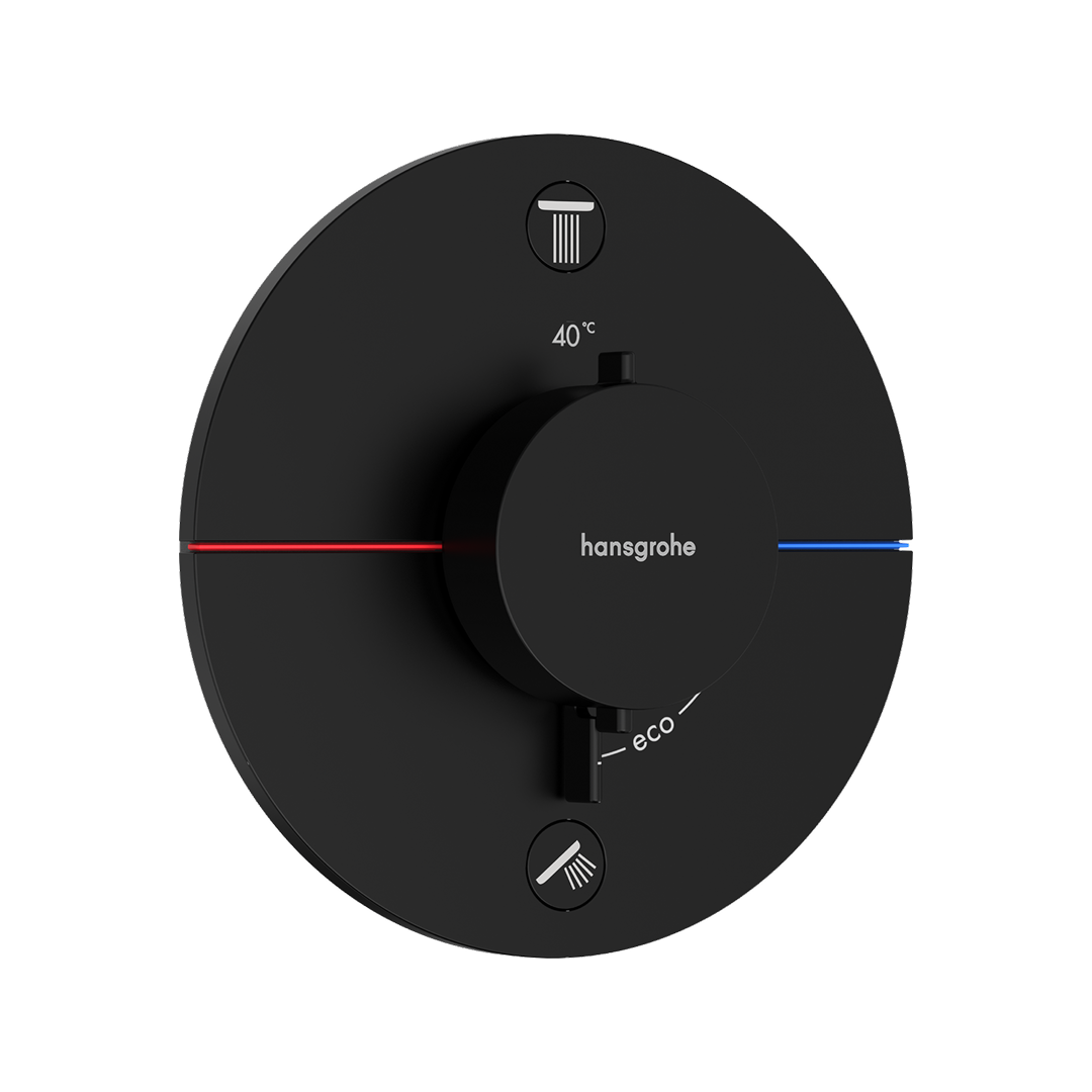 Hansgrohe ShowerSelect Comfort S Thermostat Two Function Wall Mixer (Requires In-Wall Body) - Matte Black