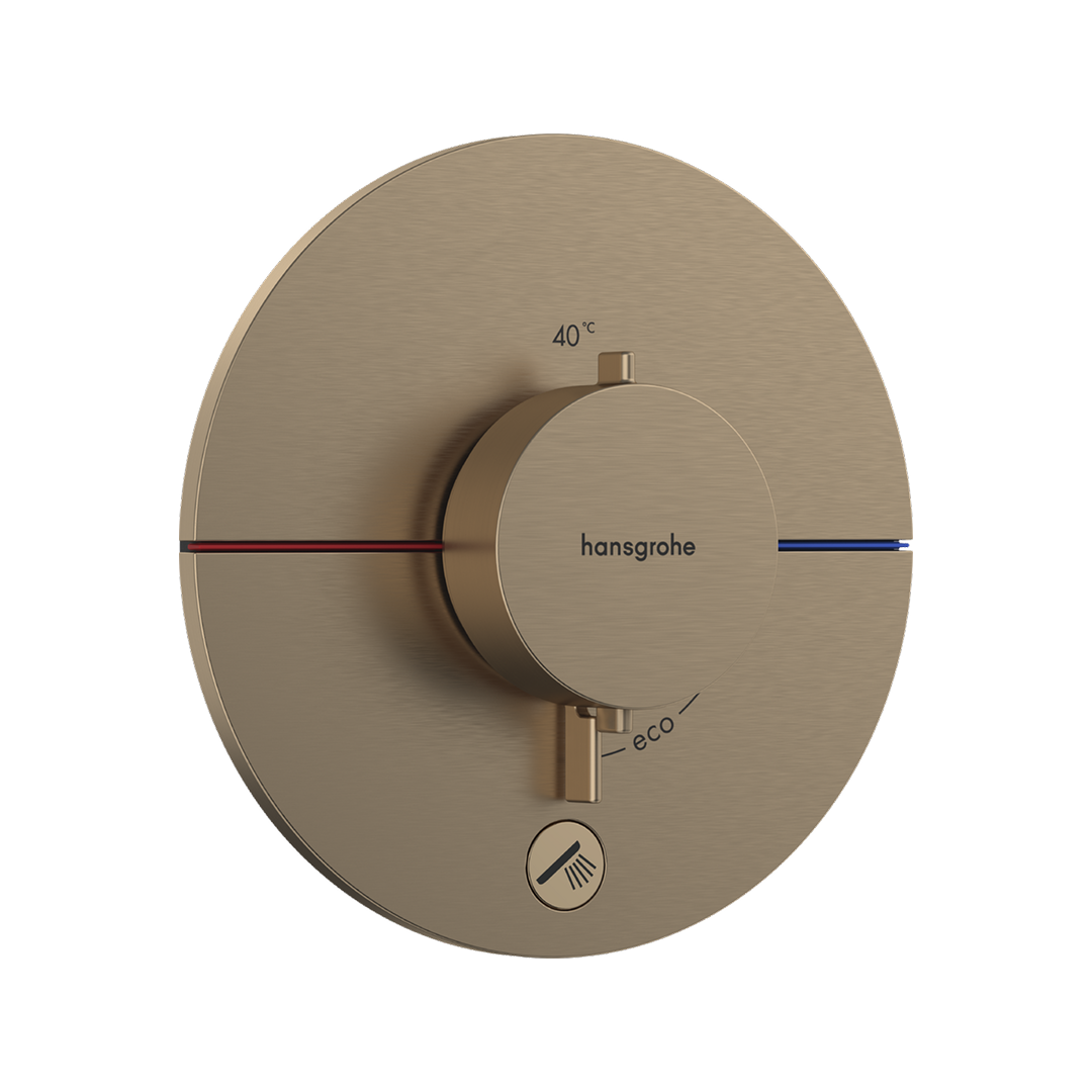 Hansgrohe ShowerSelect Comfort S Single Function Thermostat Wall Mixer (Requires In-Wall Body) - Brushed Bronze