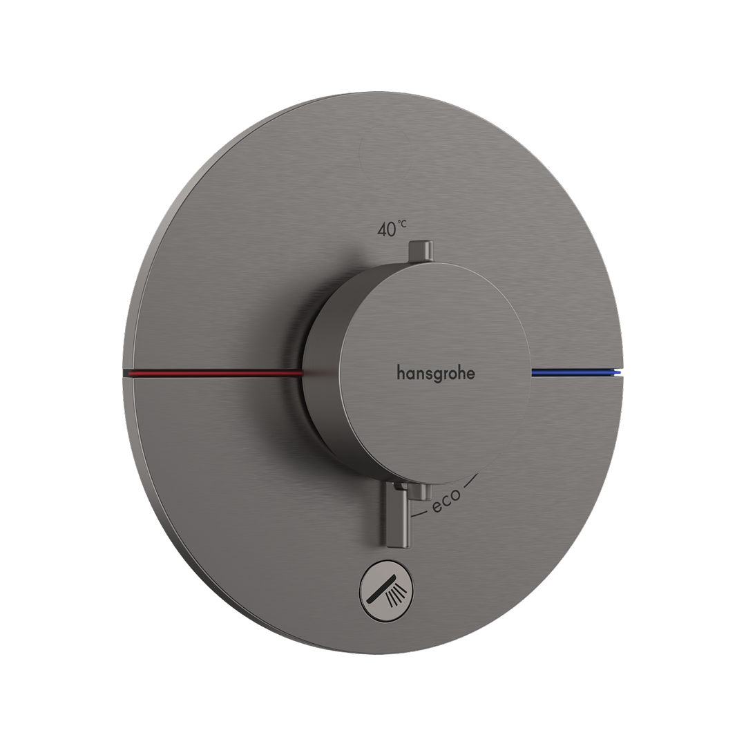 Hansgrohe ShowerSelect Comfort S Single Function Thermostat Wall Mixer (Requires In-Wall Body) - Brushed Black Chrome