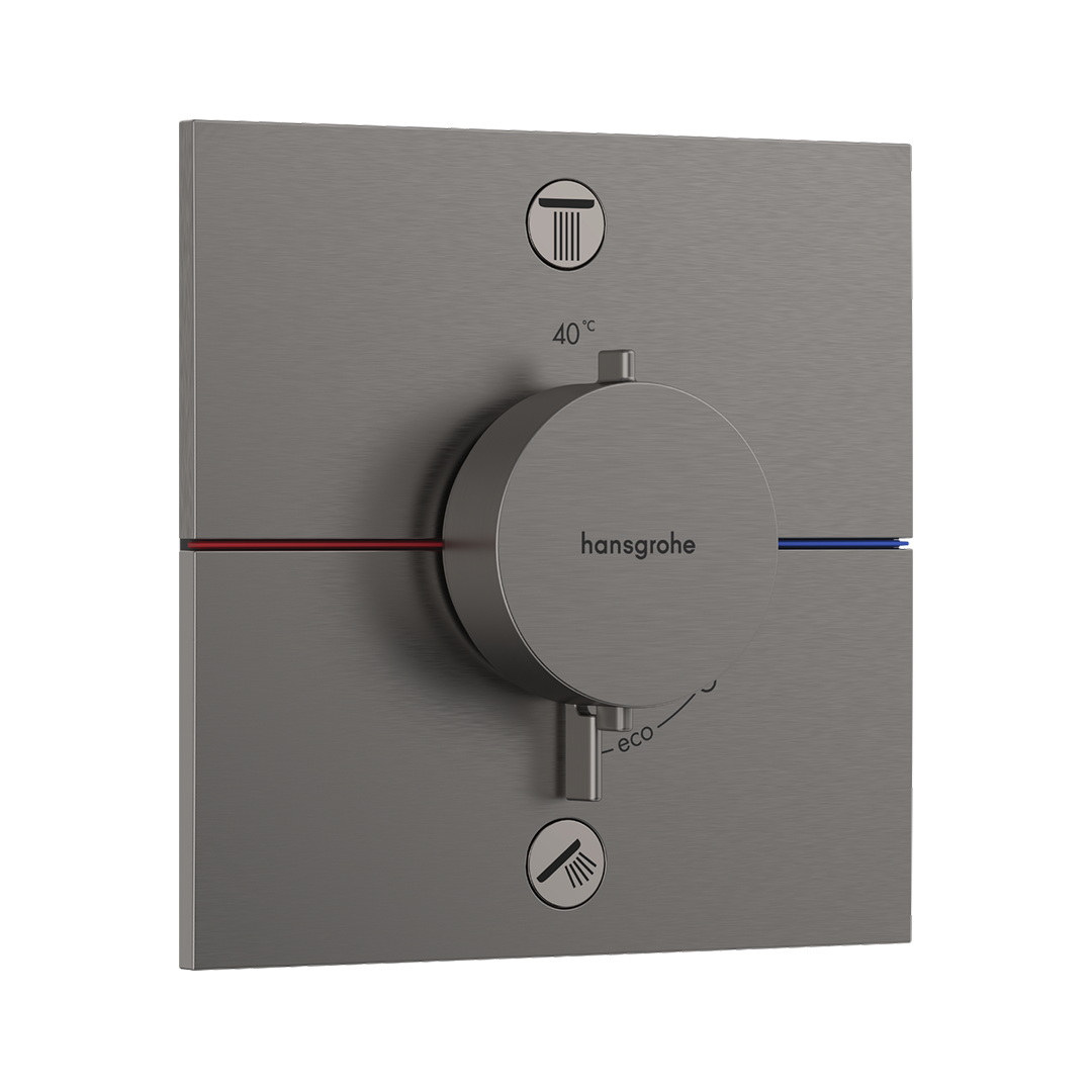Hansgrohe ShowerSelect Comfort E Thermostat Two Function Wall Mixer (Requires In-Wall Body) - Brushed Black Chrome