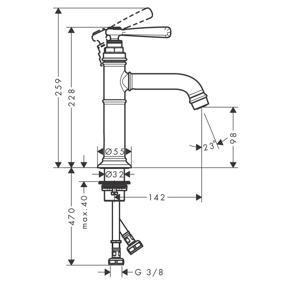 Axor Montreux Basin Mixer with Lever Handle - Chrome 16516000