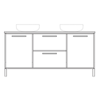 Marquis Palm Wall Hung Vanity with Symphony Top & Basin 1800mm - Double Basin - Palm 12