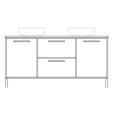 Marquis Palm Wall Hung Vanity with Symphony Top & Basin 1800mm - Double Basin - Palm 12