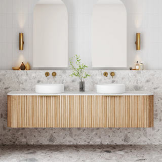 Cassa Design V-Groove 1800mm Natural Oak Wall Hung Vanity - Brushed Nickel Handle - VGR1800WH-OAK-BN