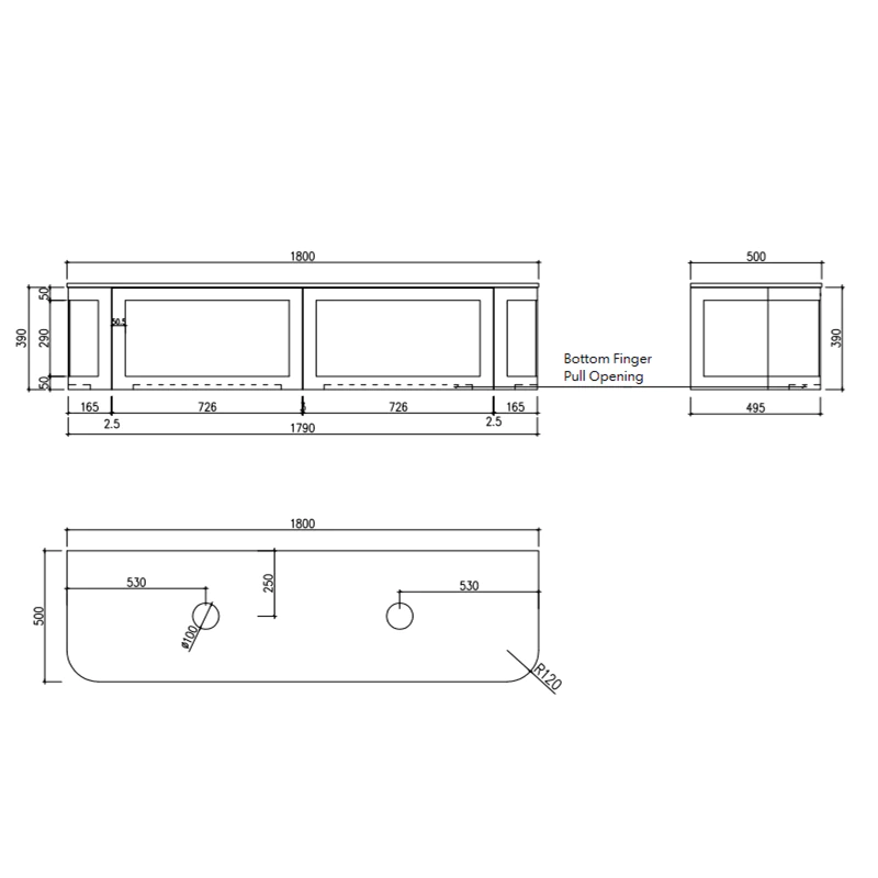 Cassa Design Westminster 1800mm Wall Hung Vanity - Matte White