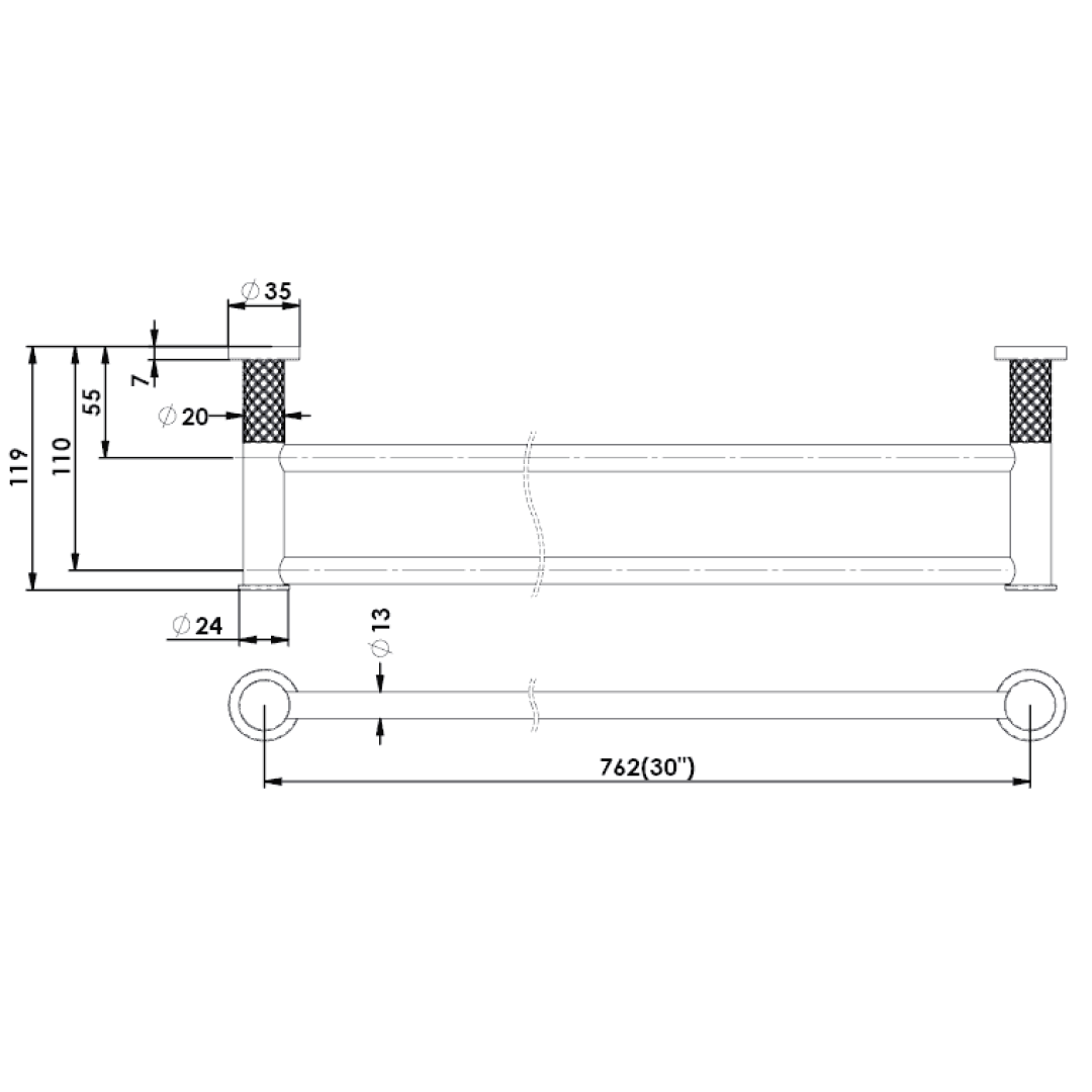 Greens Textura Double Towel Rail - Matte Black - 183157