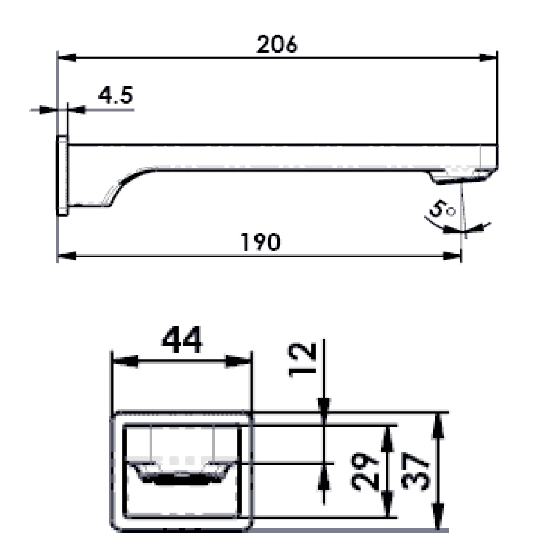Greens Swept Bath Spout - Matte Black - 18601907