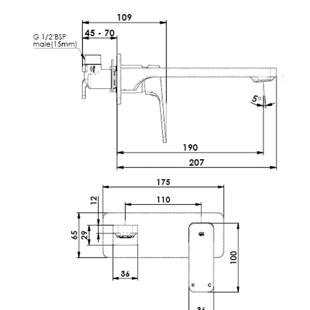 Greens Swept Wall Basin Mixer w/Faceplate - Brushed Nickel - 186025211