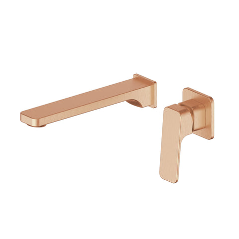 Greens Swept Wall Basin Mixer - Brushed Copper