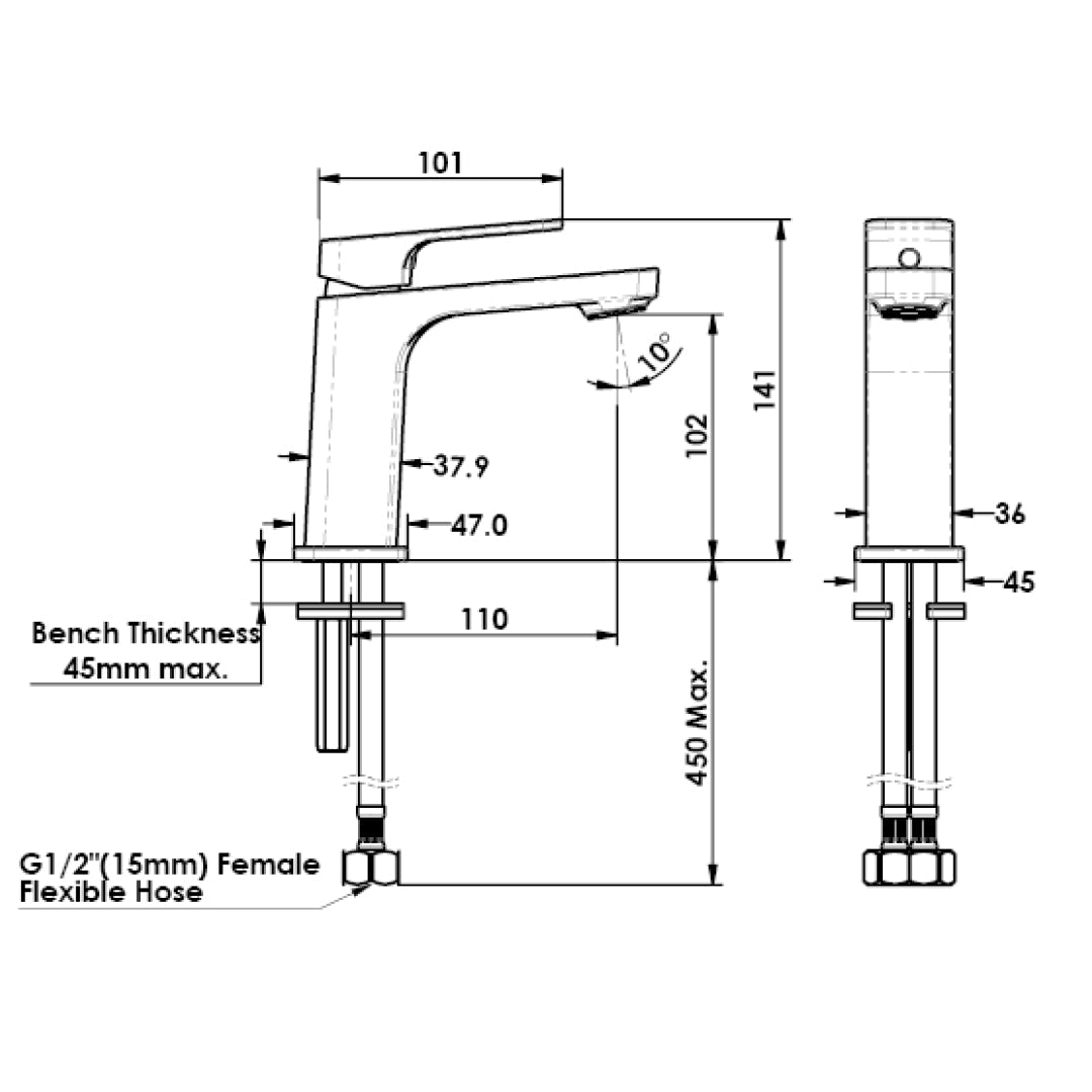 Greens Swept Basin Mixer - Brushed Nickel - 18602551
