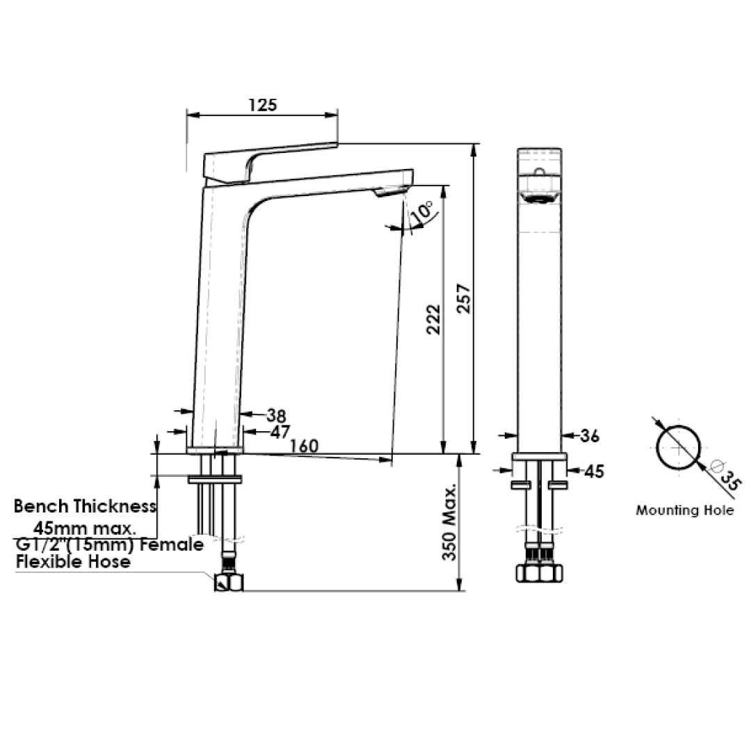 Greens Swept Tower Basin Mixer - Brushed Nickel - 18602561