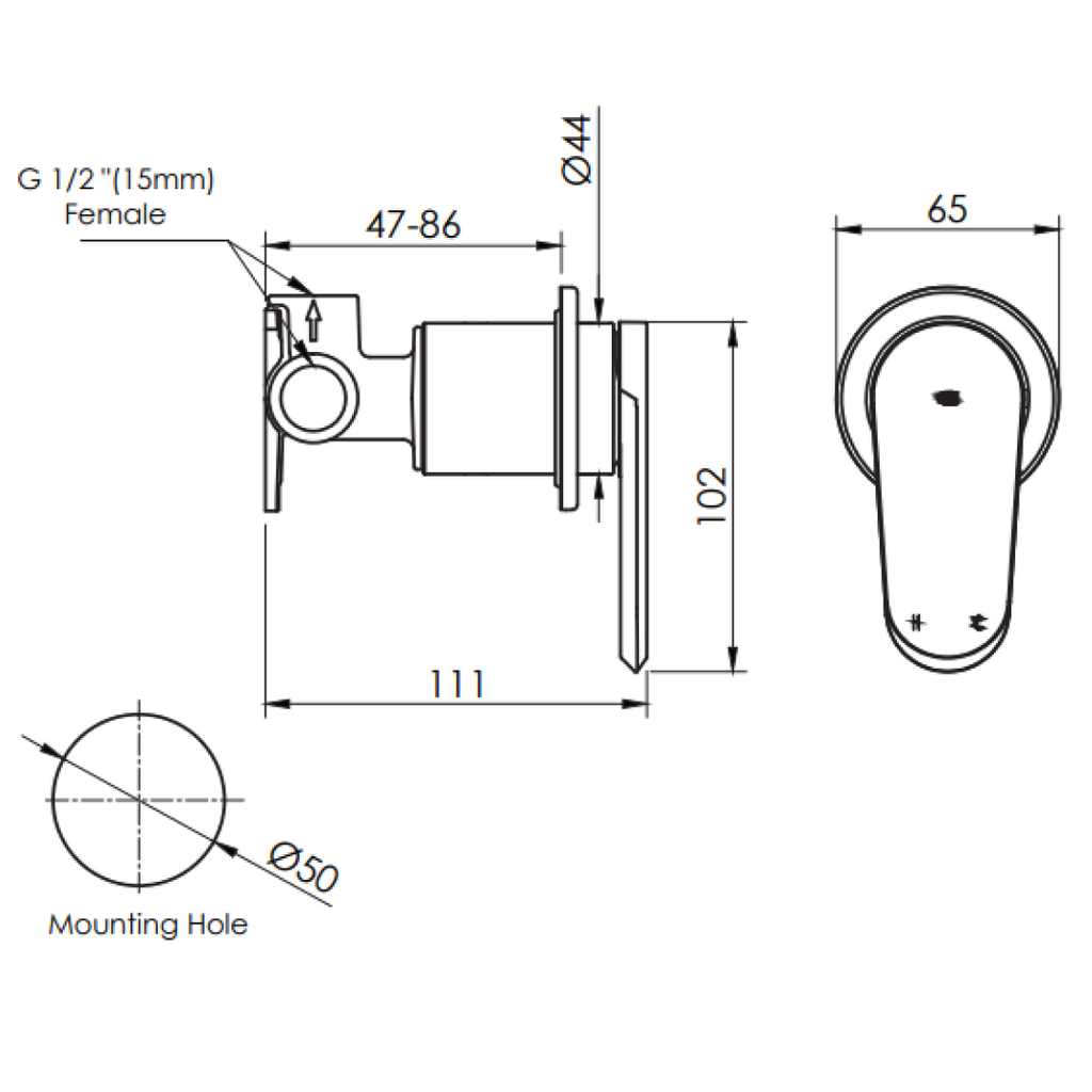 Greens Oakley Shower Wall Mixer (Trim Only) - Brushed Nickel - 1910081