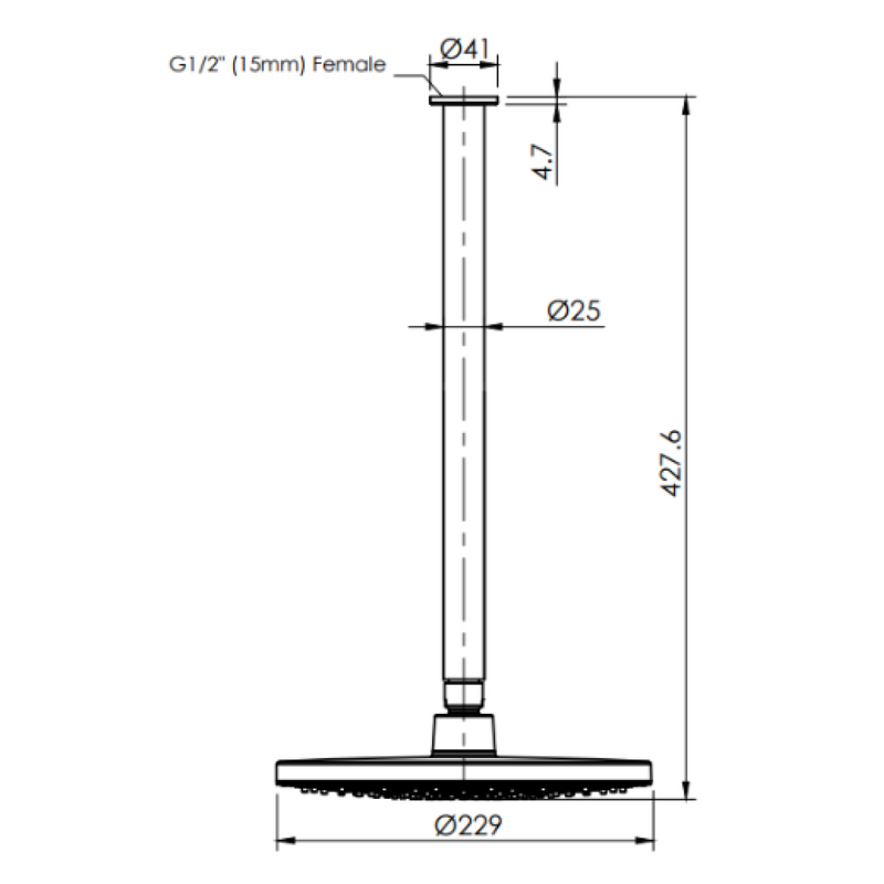 Greens Optima Ceiling/Overhead Shower Rose & Arm - Brushed Nickel