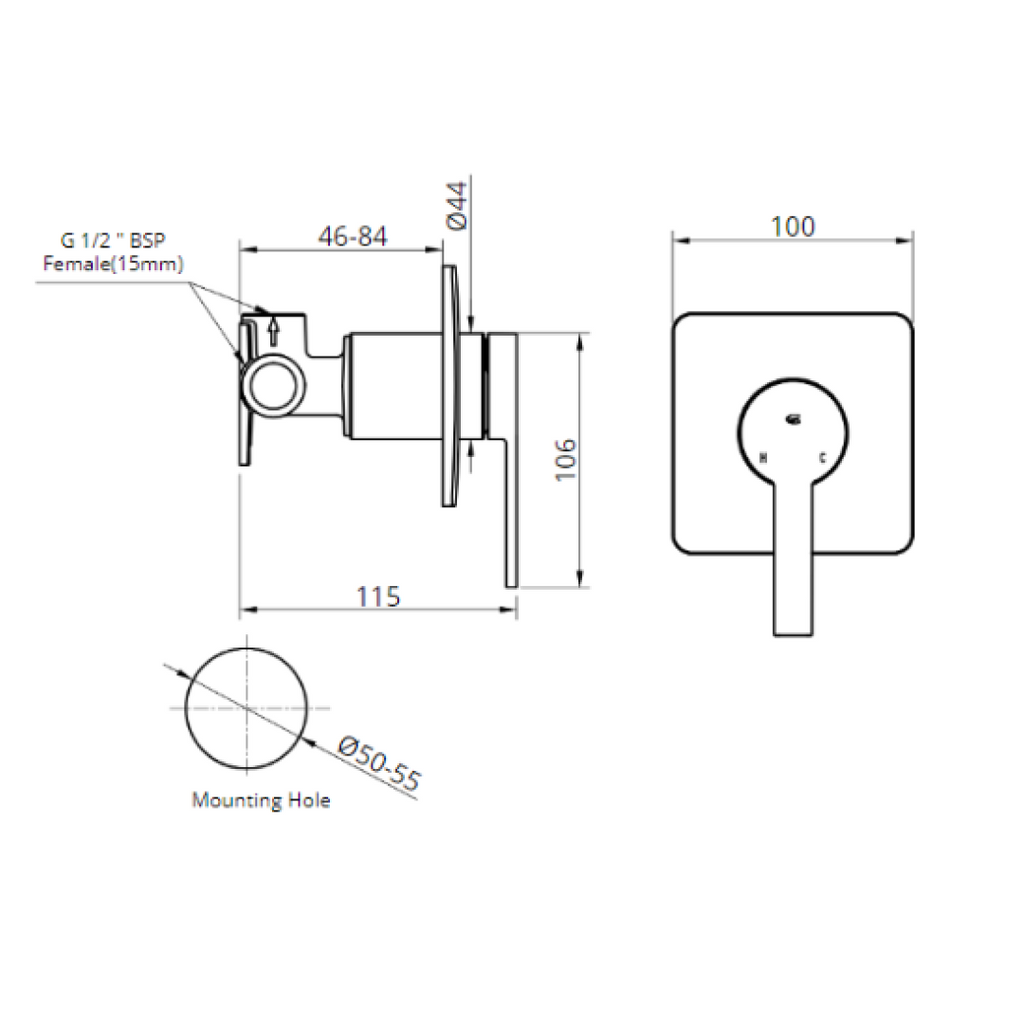 Greens Optima Shower Wall Mixer (Trim Only) - Brushed Brass - 1920086