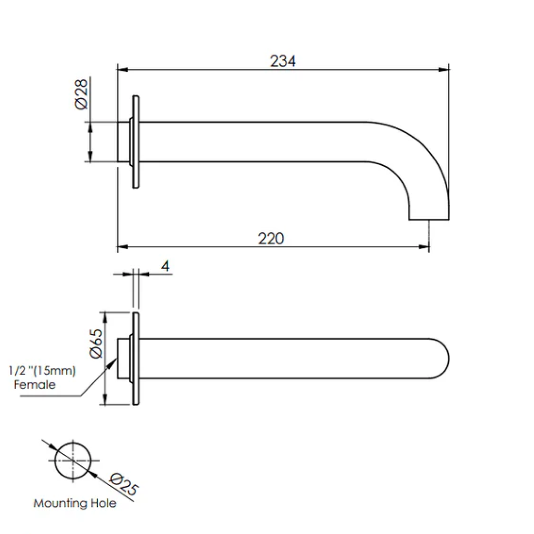 Greens Optima Bath Spout - Matte Black - 19202007