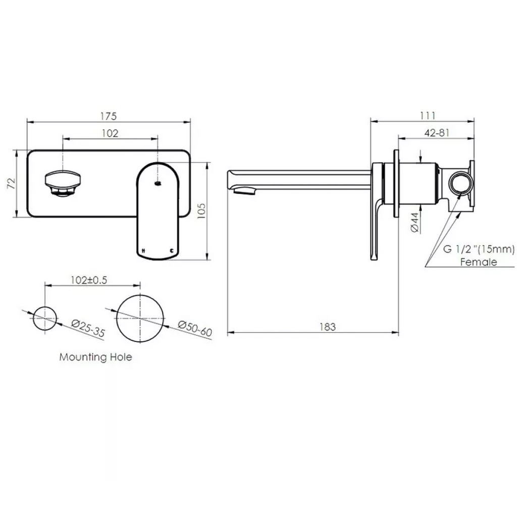 Greens Corban Wall Basin Mixer w/Faceplate - Chrome - 193003520