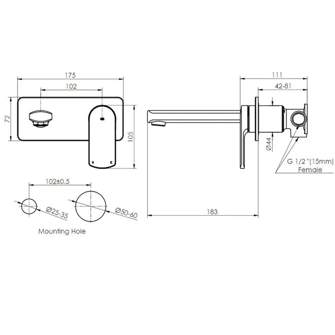 Greens Corban Wall Basin Mixer w/Faceplate - Chrome - 193003520
