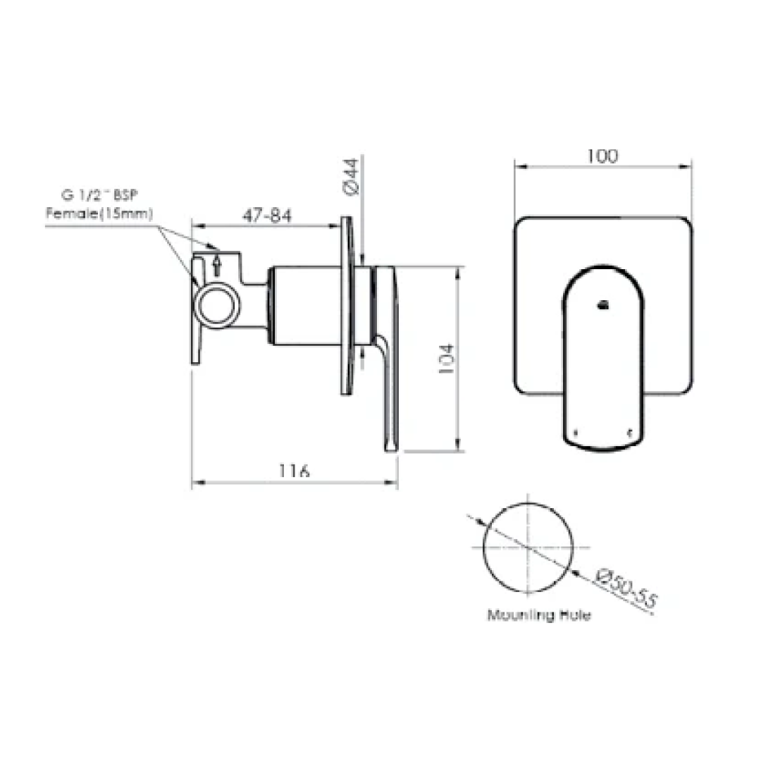 Greens Corban Shower Mixer Trim Set (Body Extra) - Brushed Nickel - 1930081