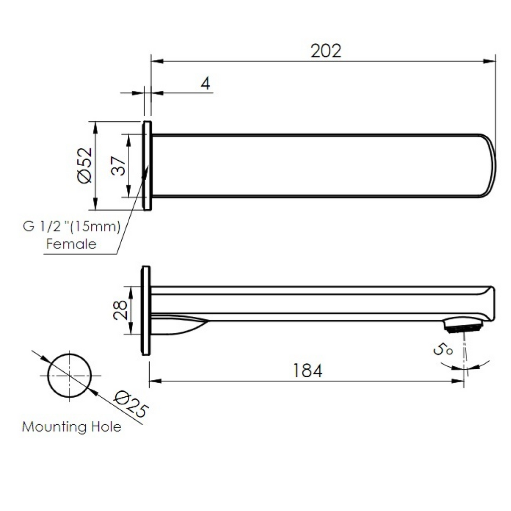 Greens Corban Bath Spout - Matte Black - 19302007