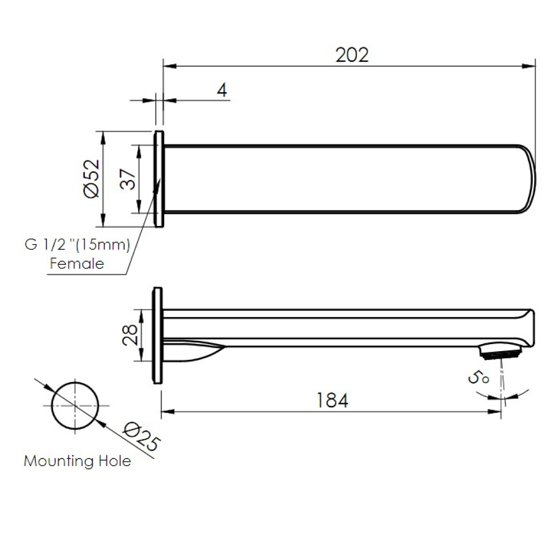 Greens Corban Bath Spout - Matte Black - 19302007