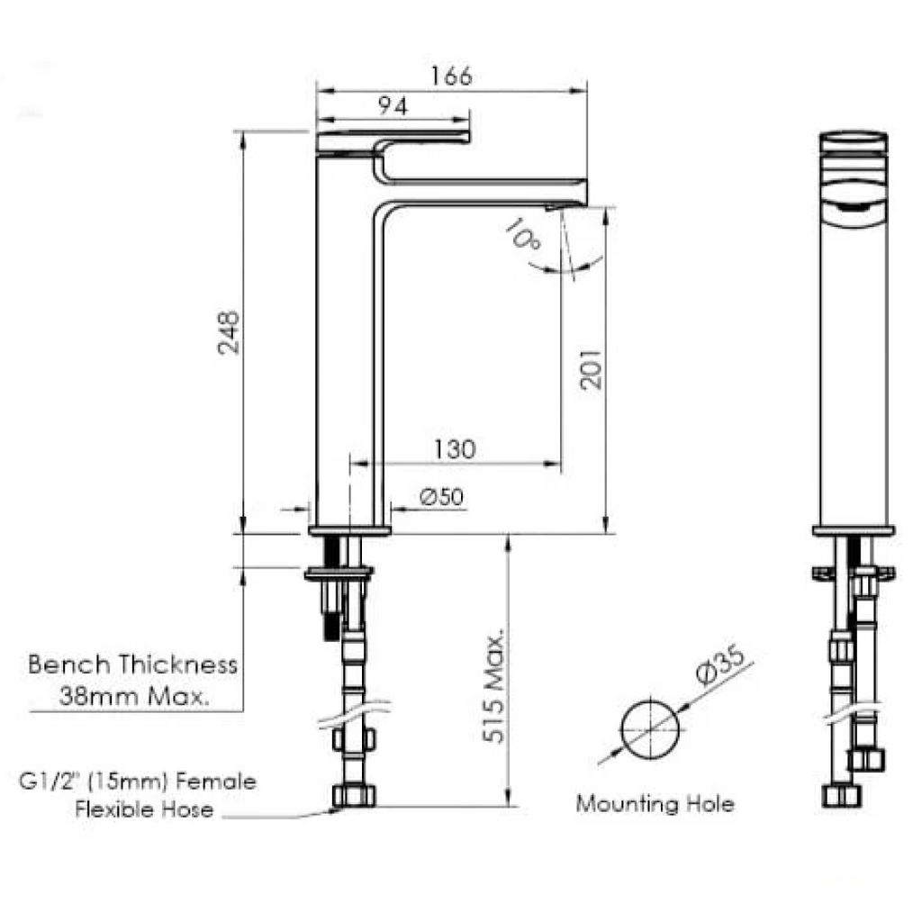 Greens Corban Tower Basin Mixer - Brushed Nickel - 19302561