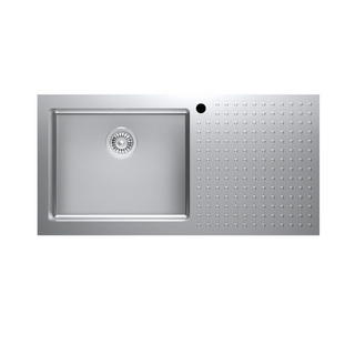 Abey Barazza Select 100 Left Hand Single Bowl Topmount Sink with Drainer - Stainless Steel - 1ISX100L