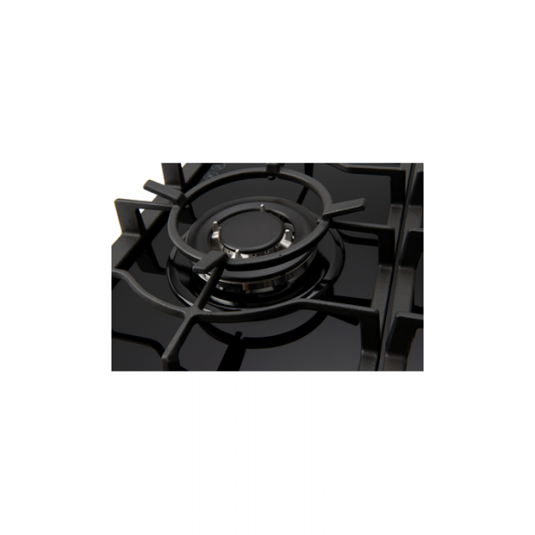 Euro Appliances 90cm 5 Burner Gas Cooktop Left Wok Black Glass - ECT900GBK2