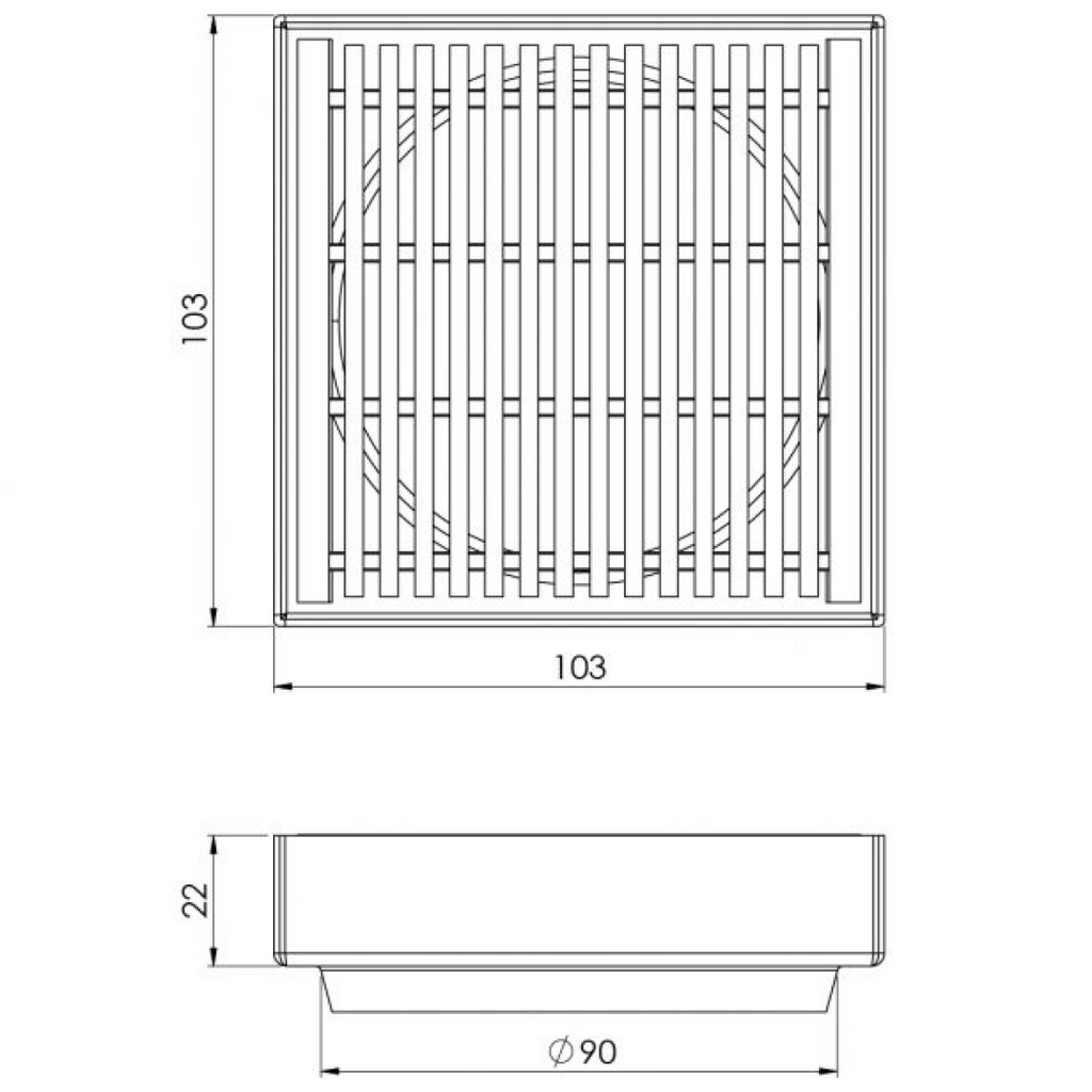 Phoenix Point Heelguard 100mm Drain w/90mm Outlet - 316 Stainless Steel - 202-2205-51