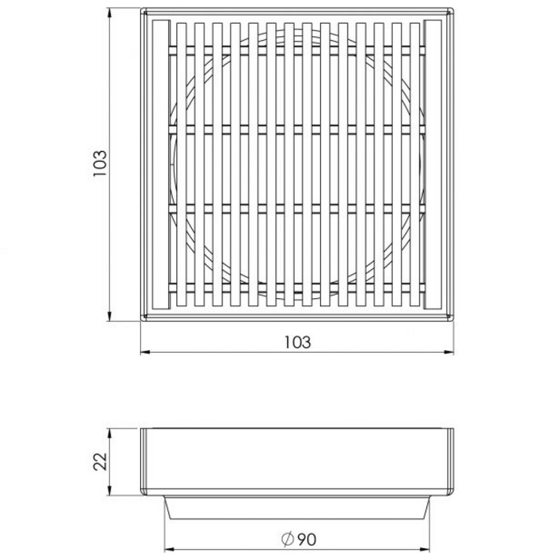 Phoenix Point Heelguard 100mm Drain w/90mm Outlet - 316 Stainless Steel