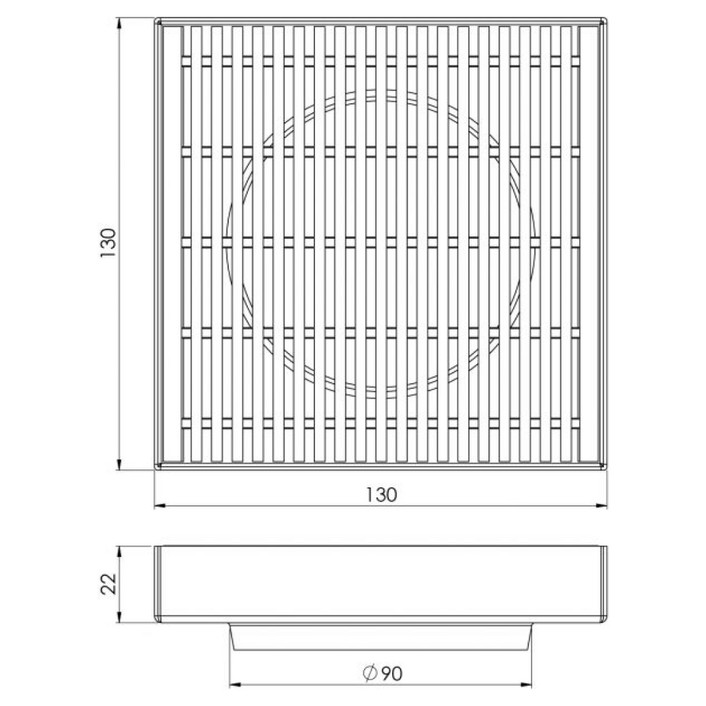 Phoenix Point Heelguard 130mm Drain w/90mm Outlet - 316 Stainless Steel - 202-2305-51