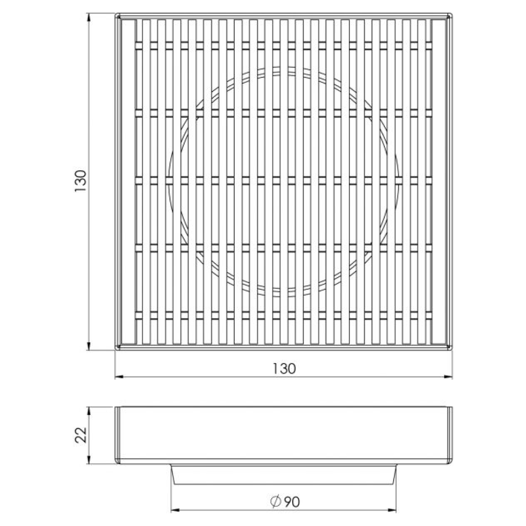 Phoenix Point Heelguard 130mm Drain w/90mm Outlet - 316 Stainless Steel - 202-2305-51