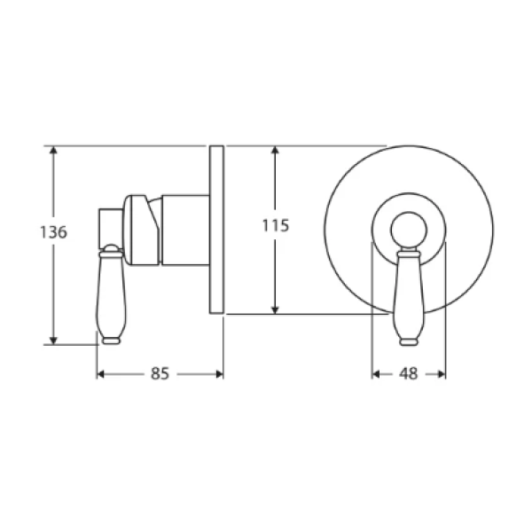 Fienza Eleanor Wall Mixer - Matte Black - 202101BL