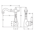 Fienza Eleanor Shepherds Crook Basin Mixer - Chrome & White Ceramic Handle LF - 202103-LF