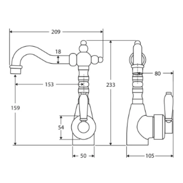 Fienza Elenaor Shepherds Crook Basin Mixer - Chrome - 202103CC