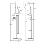 Fienza Eleanor Floor Mixer & Shower - Matte Black/Ceramic Handle - 202113BK