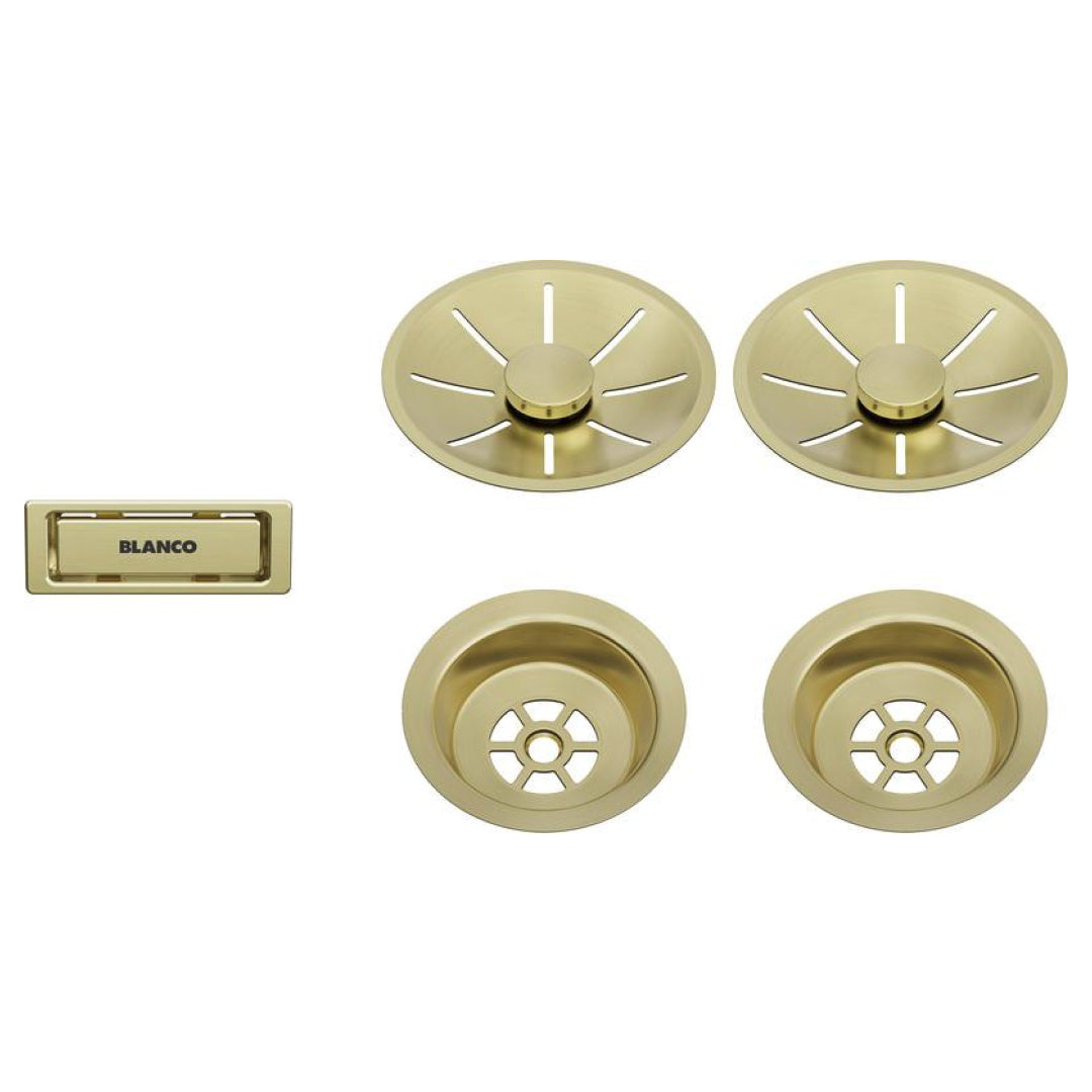 Blanco InFino Waste and Overflow Double Drain Set - Satin Gold - 203477