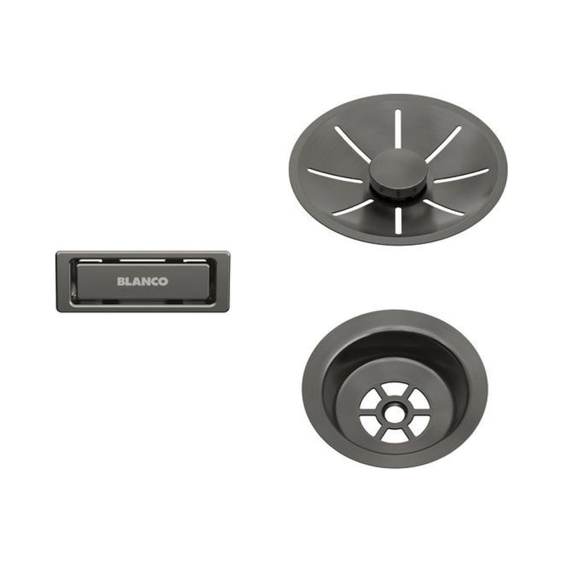 Blanco InFino Waste and Overflow Single Drain Set - Satin Dark Steel - 206900