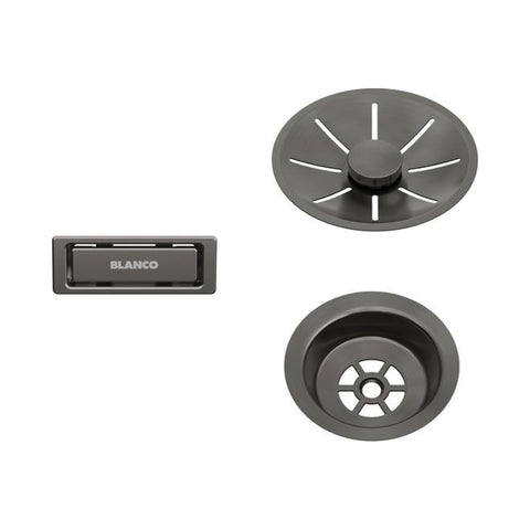 Blanco InFino Waste and Overflow Single Drain Set - Satin Dark Steel - 206900