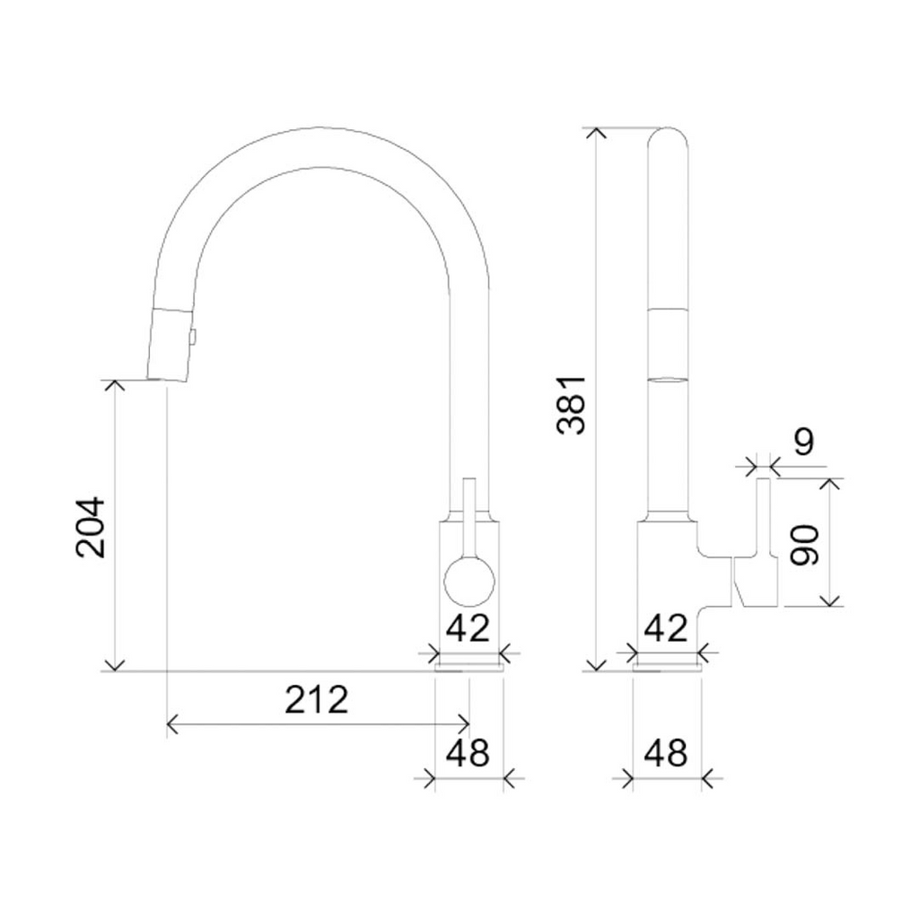 Villeroy & Boch Vita Pull Out Sink Mixer - LF Matte Black - 2138895