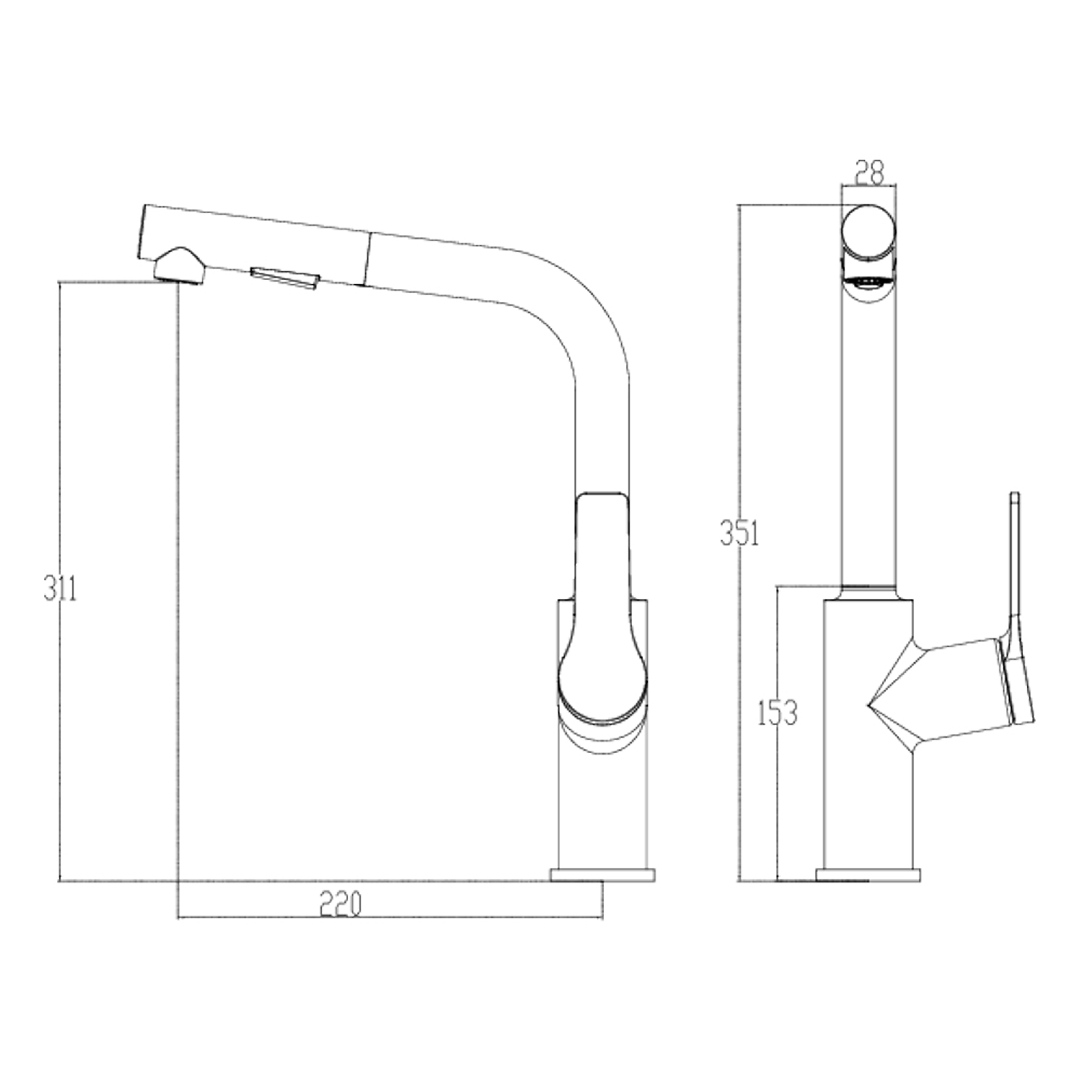 Villeroy & Boch Architectura S Kitchen Mixer with Pull Out Spray - LF Gun Metal 2178890