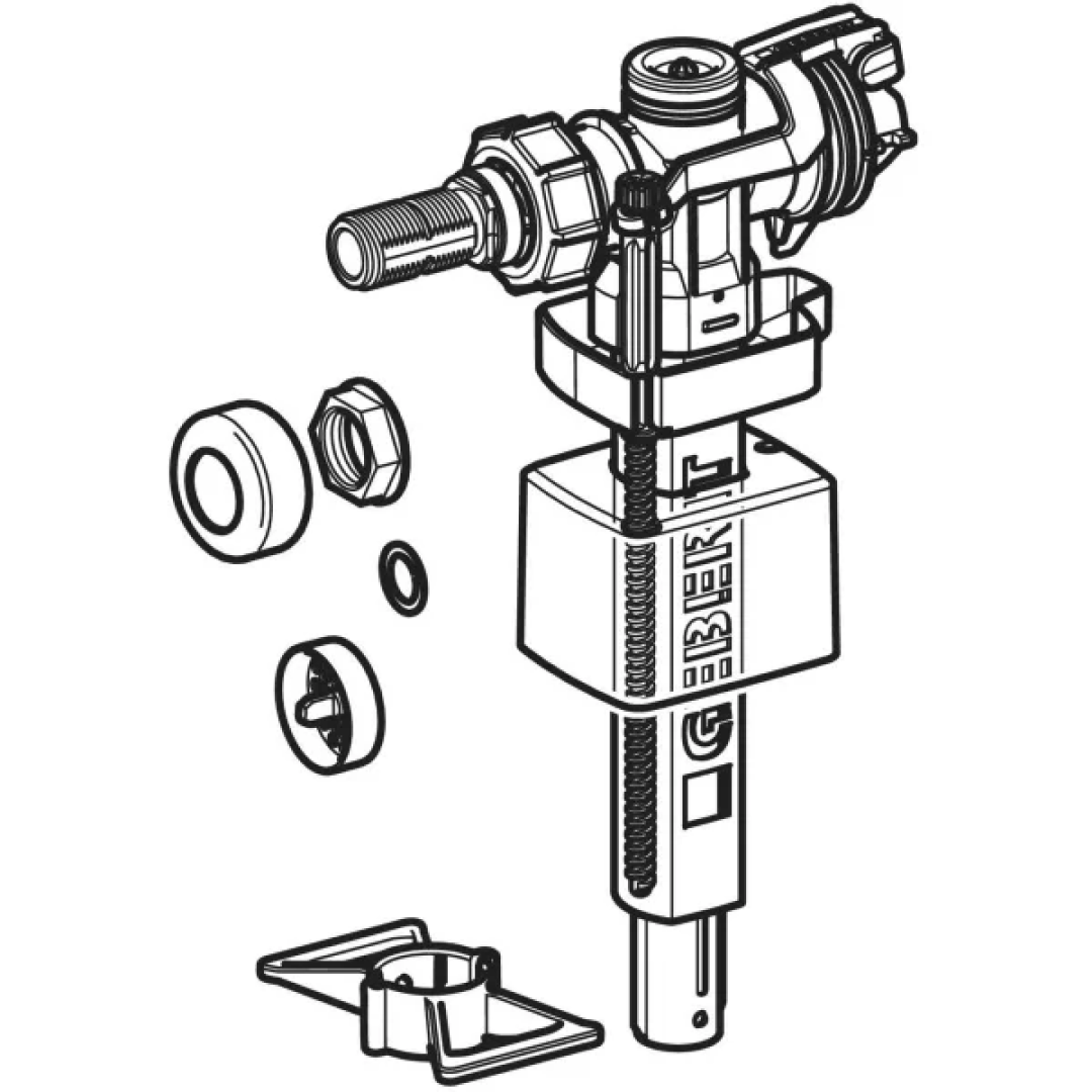 Geberit Back-Side inlet valve 3-8" Short Nipple Brass - 222.011.00.1