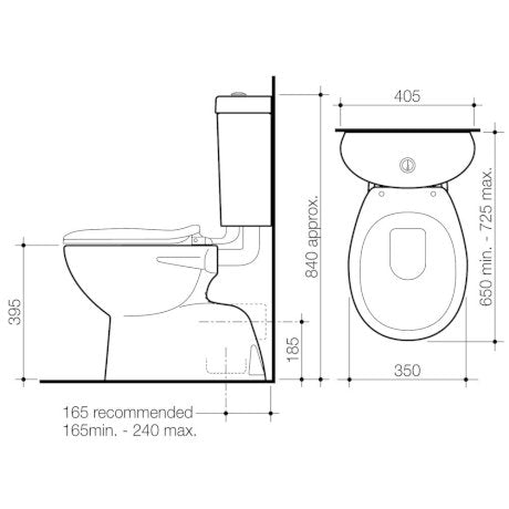 Caroma Profile 4 Trident Connector Close Coupled P-Trap Toilet Suite - Bottom Inlet - 912423W