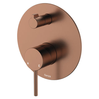 Fienza Kaya Wall Diverter Mixer Large Round Plate Includes In-Wall Body - PVD Brushed Copper - 228102CO