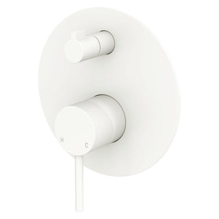 Fienza Kaya Wall Diverter Mixer Large Round Plate Includes In-Wall Body - Matte White - 228102MW