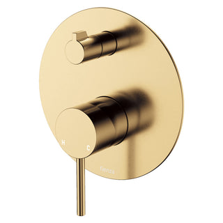 Fienza Kaya Wall Diverter Mixer Large Round Plate Includes In-Wall Body - PVD Urban Brass - 228102UB
