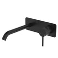 Fienza Kaya Basin/Bath Wall Mixer Set, Rectangular Plate, 200mm Outlet, Matte Black - 228106B-200