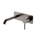 Fienza Kaya Basin/Bath Wall Mixer Set, Rectangular Plate, 160mm Outlet, Gun Metal - 228106GM
