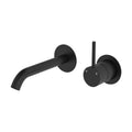 Fienza Kaya Up Basin/Bath Wall Mixer Set, Round Plates, 160mm Outlet, Matte Black - 228118B